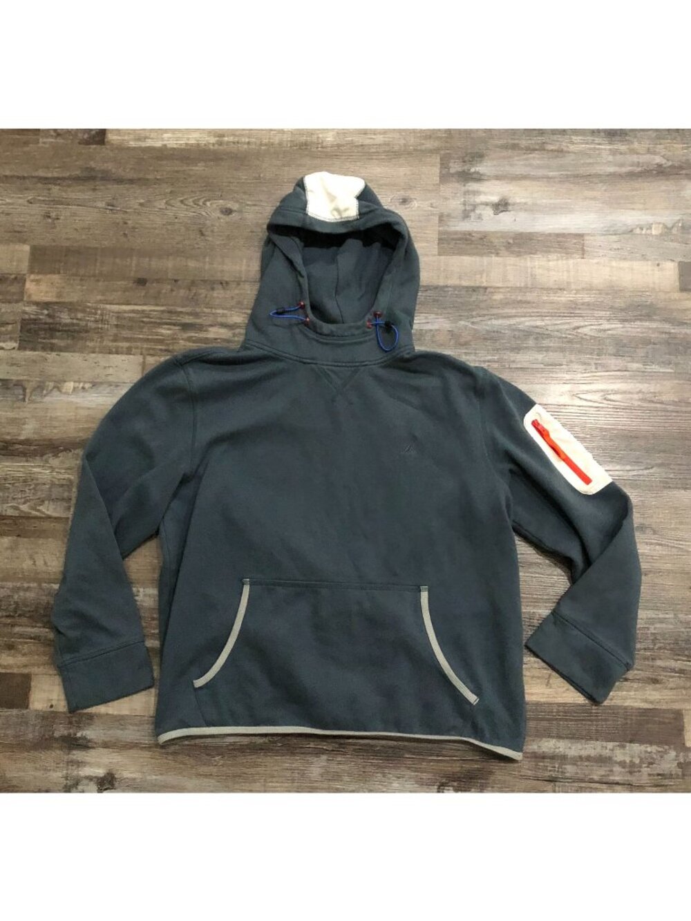 Nautica Mens Large Blue Hoodie Sweatshirt Pullover